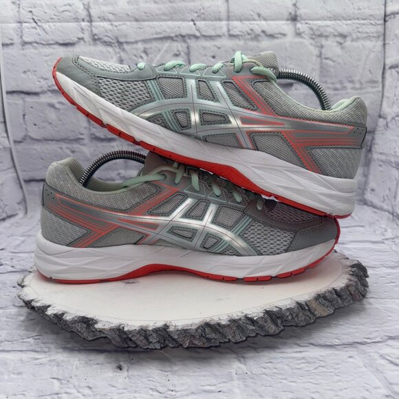 Asics Gel Contend 4 Running Shoes Womens 11D T767Q Aqua Blue Peach Silver - Picture 7 of 10